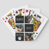 Puppy Lover's Black and White Foto Geometric Pet Spielkarten (Rückseite)