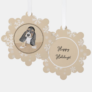 Puppy-Malerei im Basset-Hund - Original Hundeschic Ornament Karte