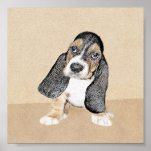Puppy-Malerei im Basset-Hund - Original Hundeschic Poster