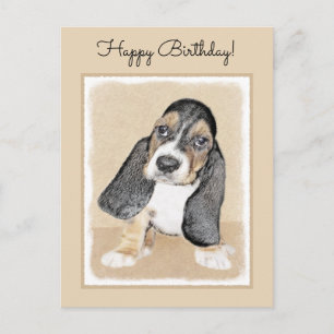 Puppy-Malerei im Basset-Hund - Original Hundeschic Postkarte