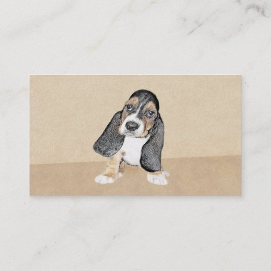 Puppy-Malerei im Basset-Hund - Original Hundeschic Visitenkarte (Rückseite)