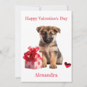 Puppy mit Geschenk Valentine Feiertagskarte (Vorderseite)