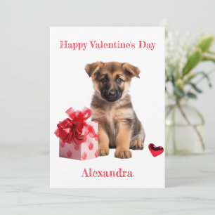 Puppy mit Geschenk Valentine Feiertagskarte