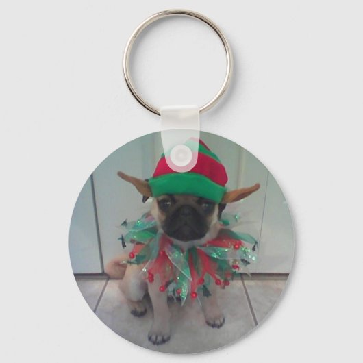 Puppy Mops Elf Schlüsselanhänger (Vorderseite)