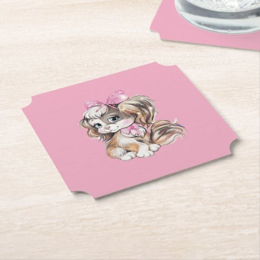 Puppy Paper Coaster Untersetzer (angewinkelt)