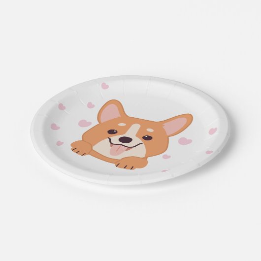 Puppy Paper Tellers Lasse Pawty Party Tableware Pappteller (Schrägansicht)