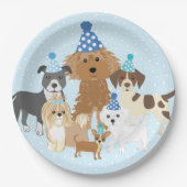 Puppy Party Blue Paper Plate for Kids Birthday  Pappteller (Vorderseite)
