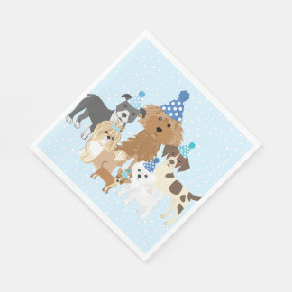 Puppy Party Blue Paper Plate for Kids Birthday Serviette