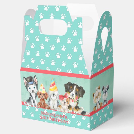 Puppy Party Danke Personalisiert Gable Gvor Bo Geschenkschachtel (Geöffnet)