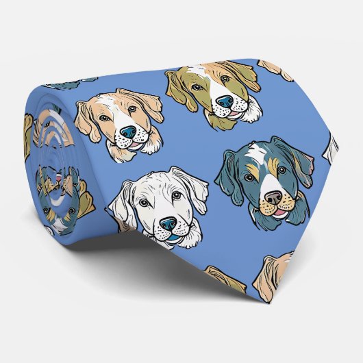 Puppy Pattern Neck Tie Krawatte (Gerollt)