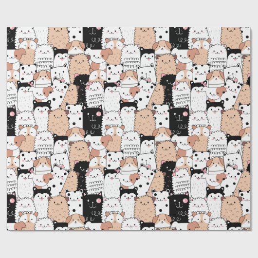 Puppy Pattern Wrapping Paper Geschenkpapier (Flach)
