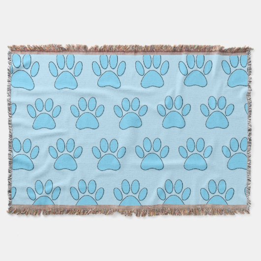 Puppy Paw druckt in Baby Blue Decke (Vorderseite)