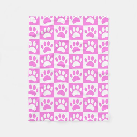 Puppy Paw druckt in Rosa und Weiß Fleecedecke (Vorderseite)