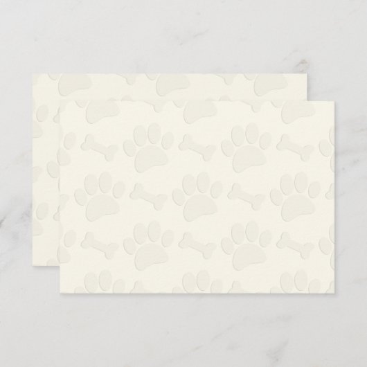 Puppy Paw Prints and Bones Blank Cream Off White Mitteilungskarte (Vorne/Hinten)