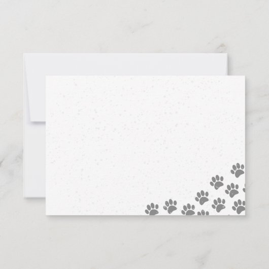 Puppy Paw Prints And Gray Paint Splatter Custom Mitteilungskarte (Rückseite)