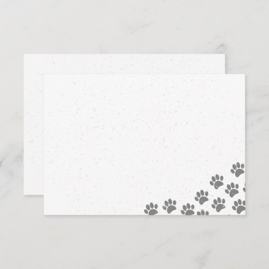 Puppy Paw Prints And Gray Paint Splatter Custom Mitteilungskarte (Vorne/Hinten)