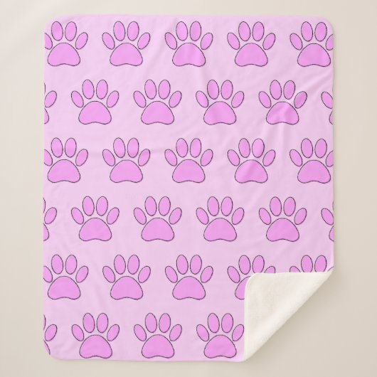 Puppy Paw Prints in rosa Sherpadecke (Vorderseite)