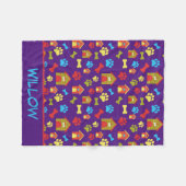 Puppy Paws and Bones Lila Fleece Blankon (Vorderseite (Horizontal))