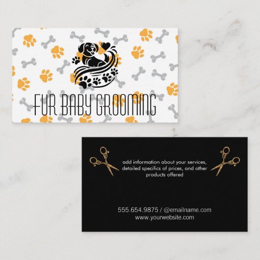Puppy Paws Heart | Grooming | Bones Visitenkarte (Vorne/Hinten)