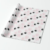 Puppy Paws Muster rosa und schwarz Geschenkpapier (Ungerollt)