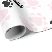 Puppy Paws Muster rosa und schwarz Geschenkpapier (Rolleneckpunkt)