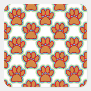 Puppy Paws Quadratischer Aufkleber