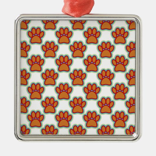 Puppy Paws Silbernes Ornament (Vorne)