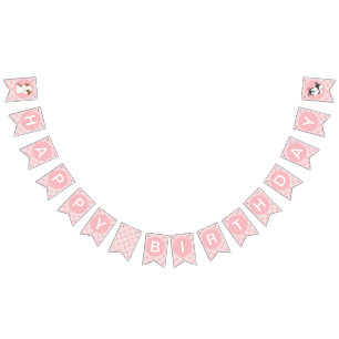 Puppy Pawty Birthday Party Banner rosa