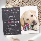 Puppy Pawty Chalkboard Pink Hund Geburtstag