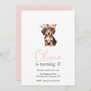 Puppy Pawty Dackel Kindergeburtstag Party Einladung