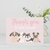 Puppy Pawty danke der Karte pink (Stehend Vorderseite)