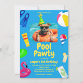 Puppy Pawty Dog Birthday Pool Party Einladung (Vorderseite)
