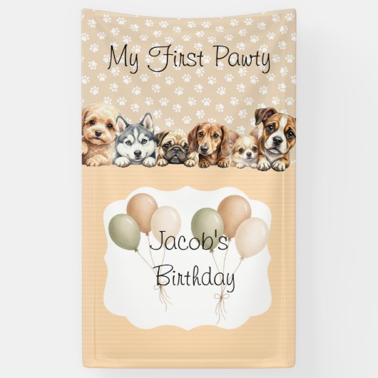 Puppy Pawty Geburtstag Banner (Vertikal)