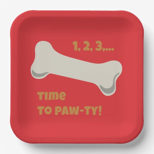 Puppy Pawty Geburtstag Pappteller (Vorderseite)