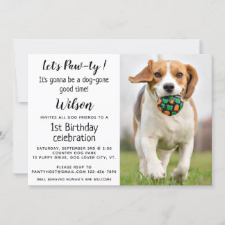 Puppy Pawty Pet Foto Welpe Geburtstagsparty Einlad Einladung