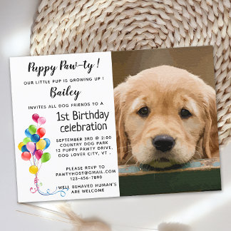 Puppy Pawty Pet Foto Welpe Geburtstagsparty Einladung