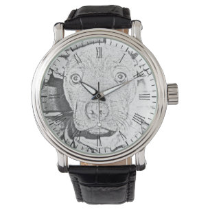 Puppy Pencil Zeichnend, Mens Watch Armbanduhr