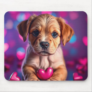 Puppy Pink Hearts Mousepad