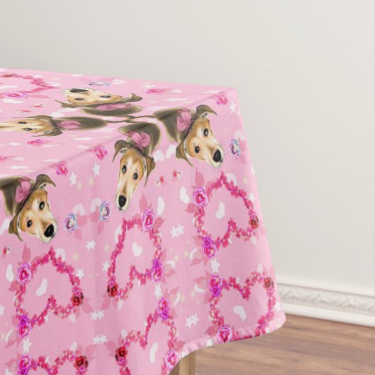 Puppy Pink Tablecloth Herz Tischdecke (Beispiel)