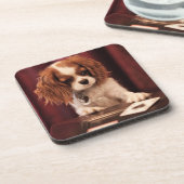 Puppy Plays Cards Untersetzer (Linke Seite)