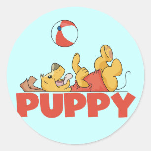 Puppy Plays TShirts und Geschenke Runder Aufkleber