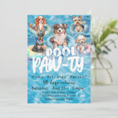 Puppy Pool Party Einladung (Stehend Vorderseite)