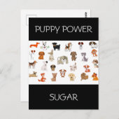 "PUPPY POWER" Postkarte mit individuelle Name von (Vorne/Hinten)
