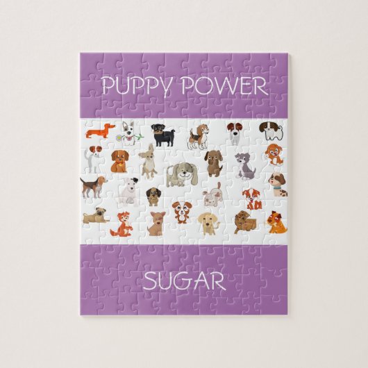 "PUPPY POWER" Puzzle mit individuelle Name von Wel (Vertikal)