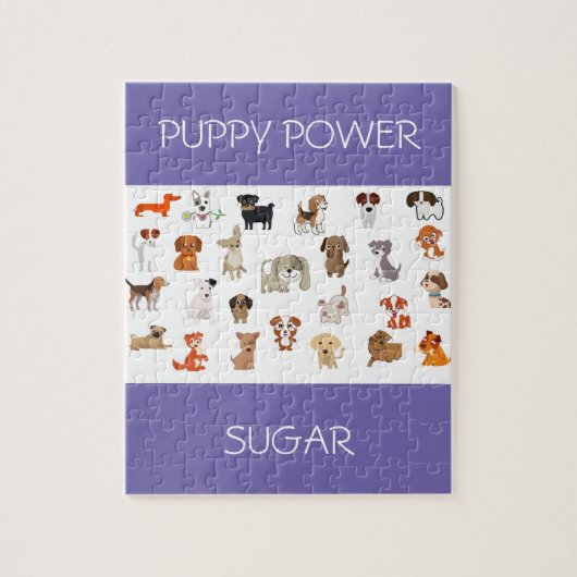 "PUPPY POWER" Puzzle mit individuelle Name von Wel (Vertikal)