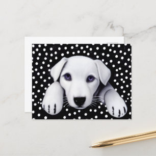 Puppy & Punkte in Schwarz/Weiß Postkarte