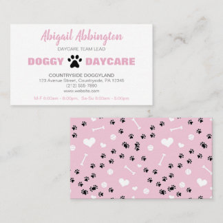 Puppy Run Pink Dogggy Daycare Business Card Visitenkarte