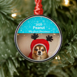 Puppy’s First Christmas Photo Ornament Aus Metall