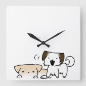 Puppy’s klok quadratische wanduhr (Vorderseite)