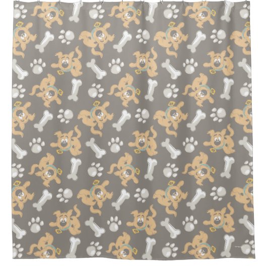 Puppy Scooby Doo Bone & Paw Print Pattern Duschvorhang (Vorderseite)